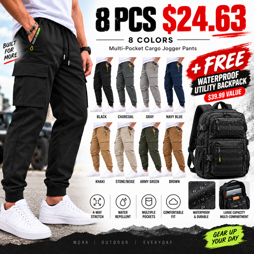 🔥 BESTSELLER | 8PCS $24.63 | Men's Multi-Pocket Cargo Jogger Pants