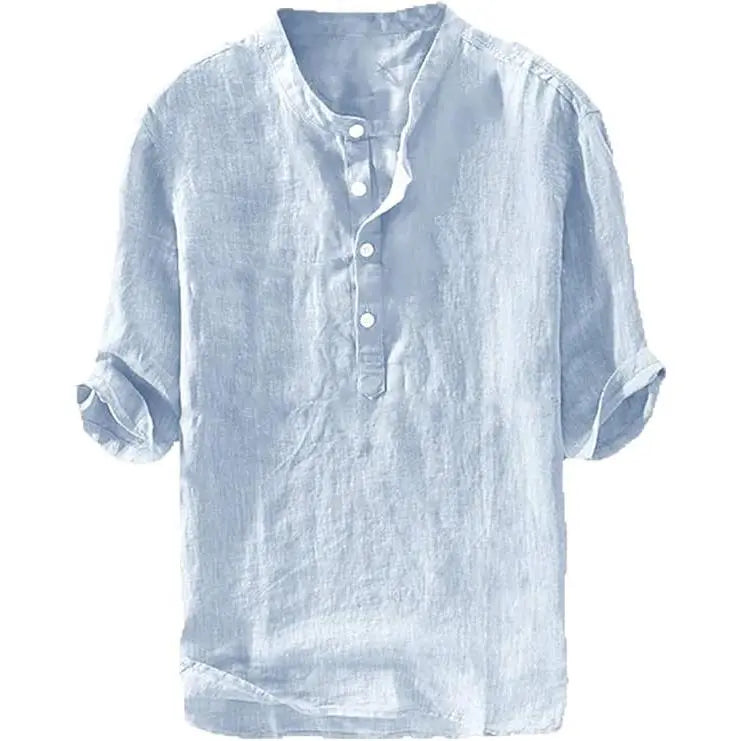 💥 Final Countdown Begins 💥Men's Linen Shirts Casual Cotton 3/4 Sleeve Regular-Fit Henley T-Shirt