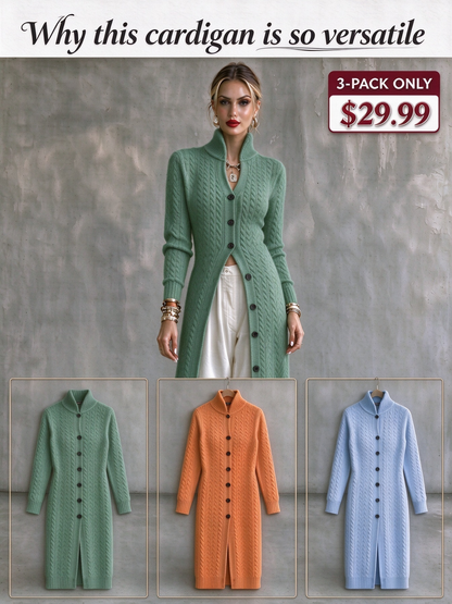 ⚡ Letzter Tag des Angebots – Damen-Longcardigan aus extrafeiner Merinowolle und Kaschmir mit Zopfmuster