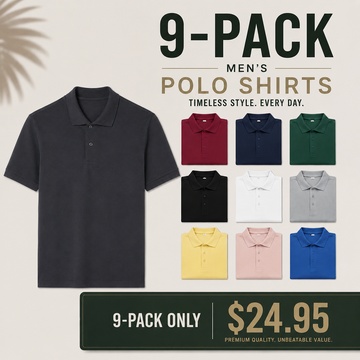 🔥 Final Day Deals Are Here 🔥Men's Lightweight Classic Fit Short Sleeve Polo Shirts