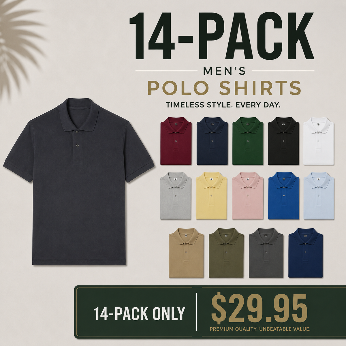 🔥 Final Day Deals Are Here 🔥Men's Lightweight Classic Fit Short Sleeve Polo Shirts